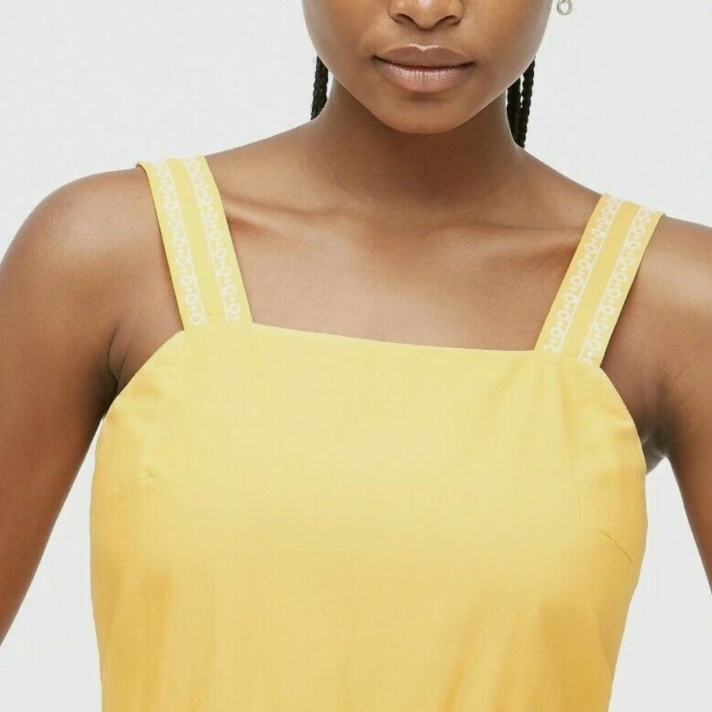 J. Crew size 10 Embroidered Eyelet Scalloped Tiered Dress Yellow - Picture 8 of 8
